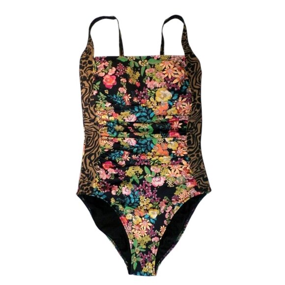 Johnny Was Floral & Animal Print One-Piece Swimsuit 3X Nylon Blend - Picture 5 of 16